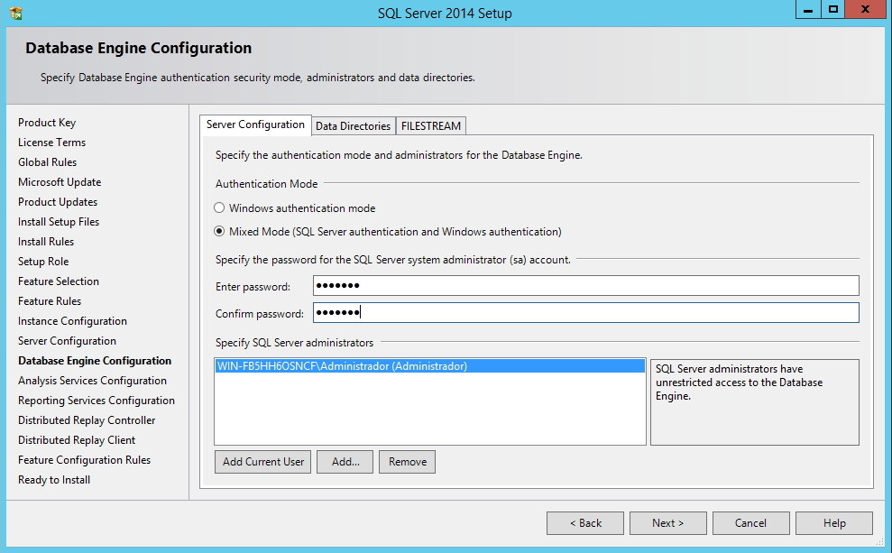 SQL Server - Tela do banco de dados Configurada