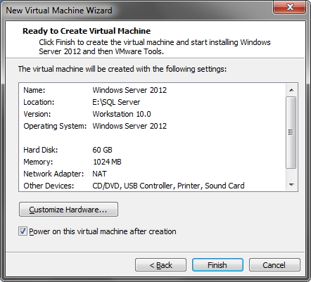 VMware - Tela de Confirmação
