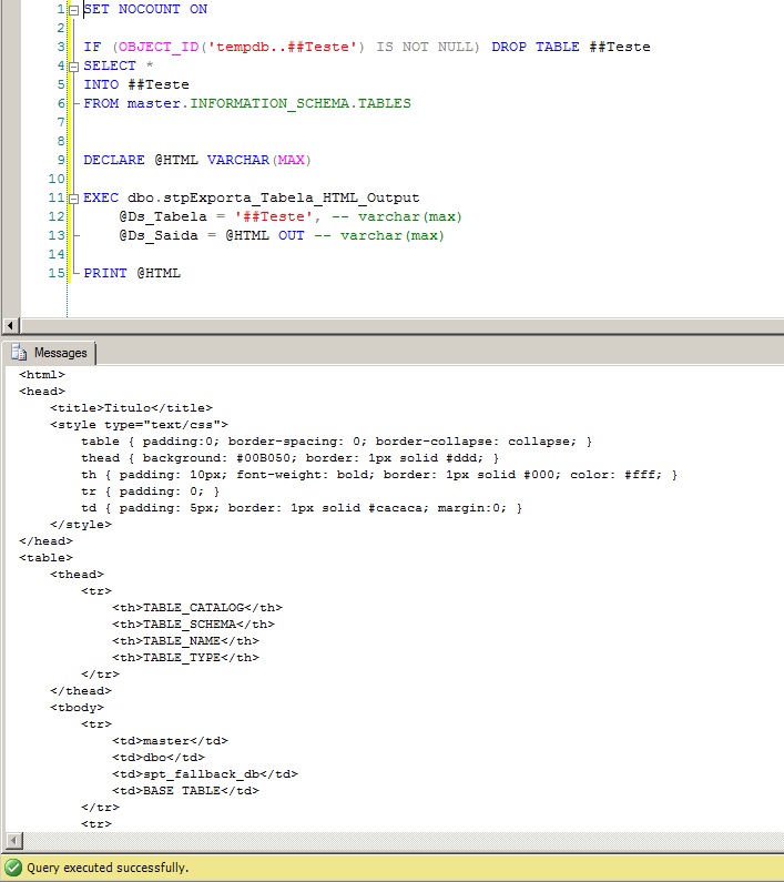 SQL Server x HTML2