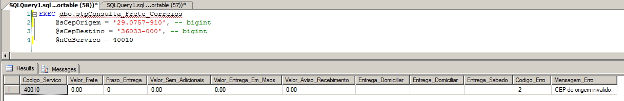 WebService Correios - CEP inválido
