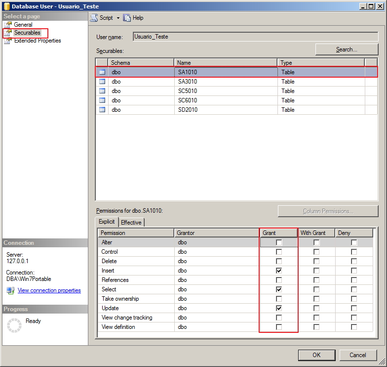 SQL Server - Permissões dos usuários - Interface GUI 2