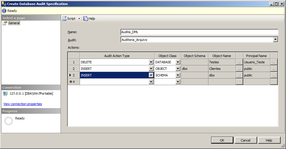 SQL Server - Database Audit Specification