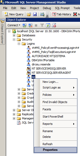 SQL Server - Alter SA Password