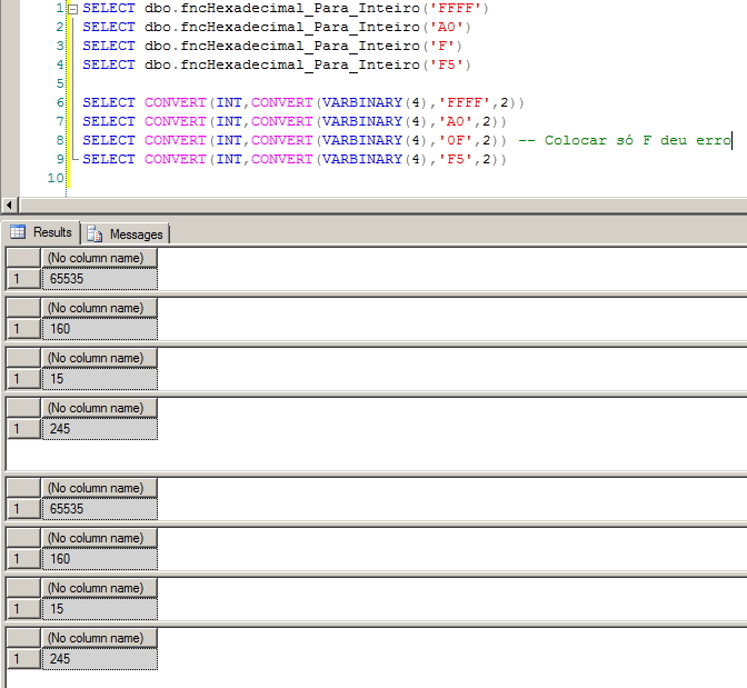 SQL Server - Hexadecimal para Inteiro 2