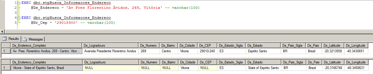 SQL Server - Integração API Google Maps Buscar Endereço CEP