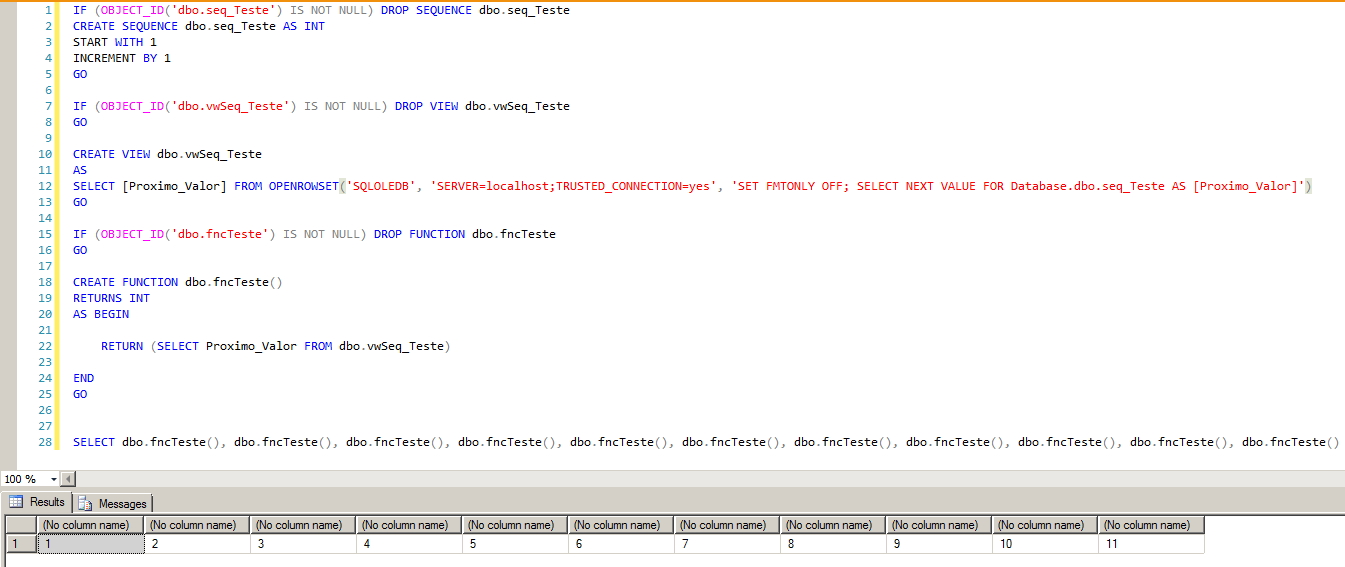 SQL Server - Sequence in Function