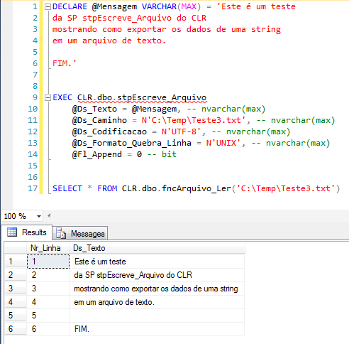 SQL Server - How to export variable string to text csv file with CLR