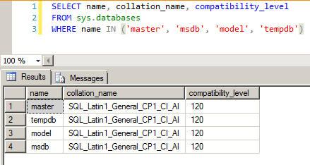 SQL Server - sys.databases collation compatibility level