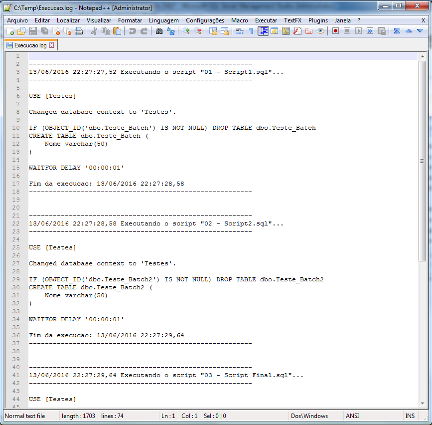 Executor de Scripts SQL