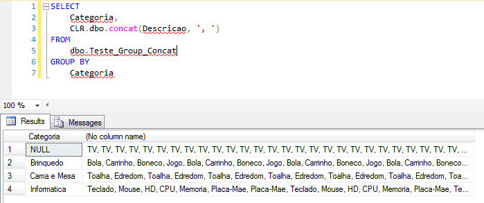 SQL Server - Grouped Concatenation convert rows into string - Performance - CLR4