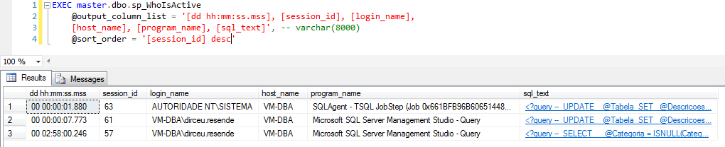 SQL Server - sp_WhoIsActive sort_order