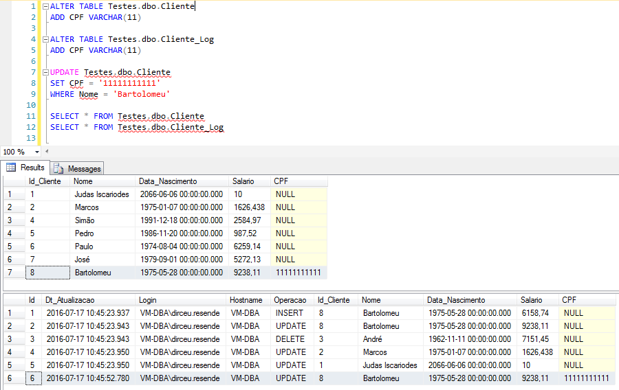 SQL Server - Trigger audit log data change history error 2
