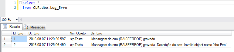 SQL Server - sql server clr c# csharp mensagens de erro print error messages