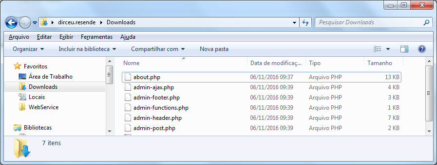 End result with files downloaded from FTP