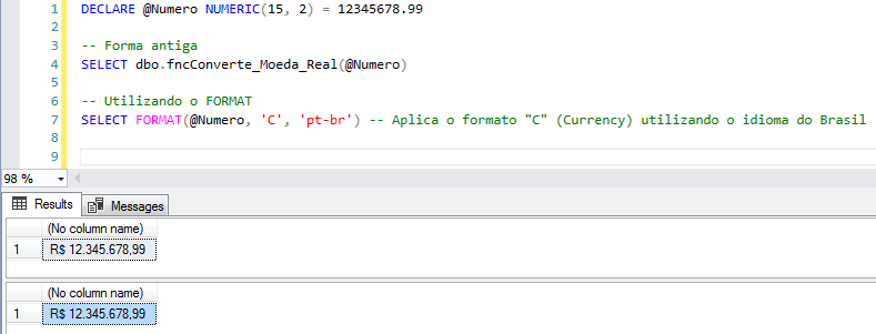 SQL Server - Como escrever número por extenso em português e