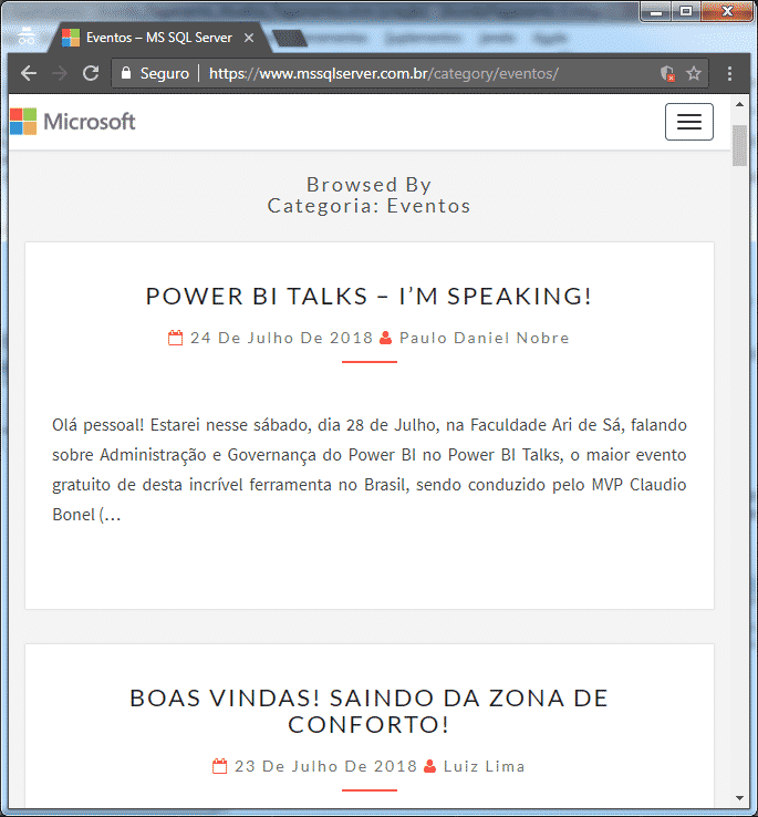 Informações sobre eventos, palestras e webcasts
