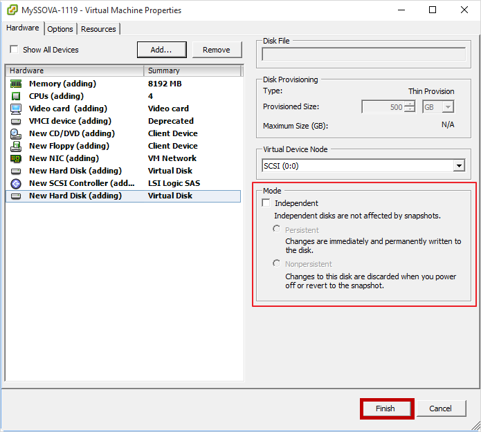 VMware Workstation PRO - Opção na interface para mudar o modo do disco